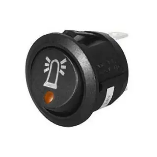 Amber LED Round Rocker Switch with Beacon Symbol- 12/24