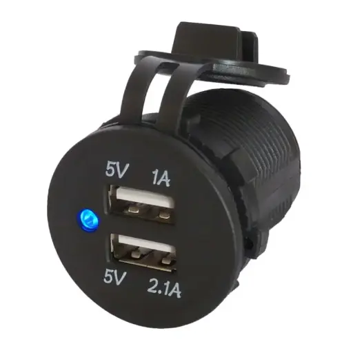 Waterproof Dual Port USB Socket (12V / 24V Compatible)